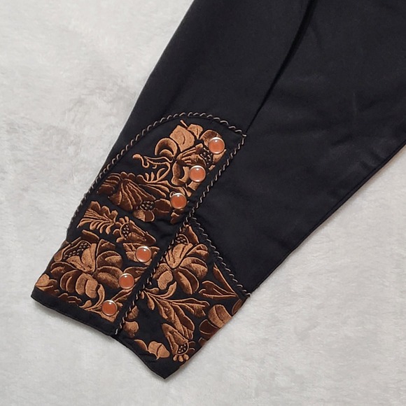 Scully Western Shirt Mens XL Embroidered Floral Cowboy Rodeo Pearl Snap - Picture 5 of 15